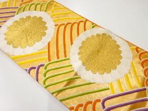アンティーク　菊に波模様織出し袋帯（着用可）